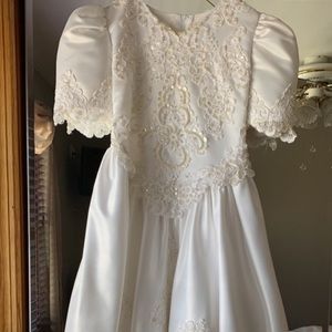 Girls White satin dress